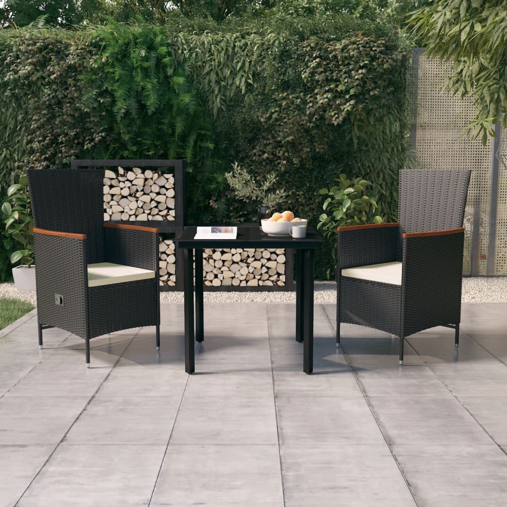 3-delige Tuinset met kussens zwart is nu te koop bij PeponiXL, paradijselijk wonen!