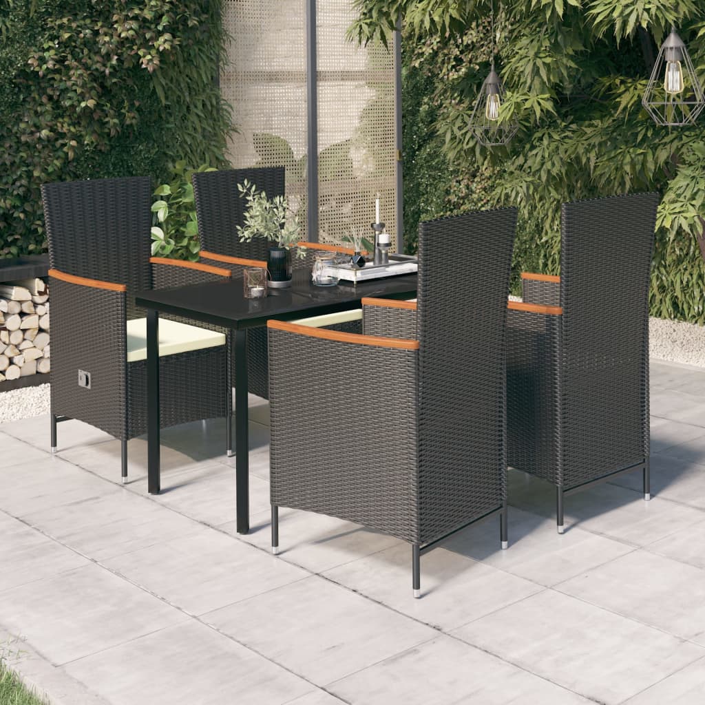 5-delige Tuinset met kussens zwart is nu te koop bij PeponiXL, paradijselijk wonen!