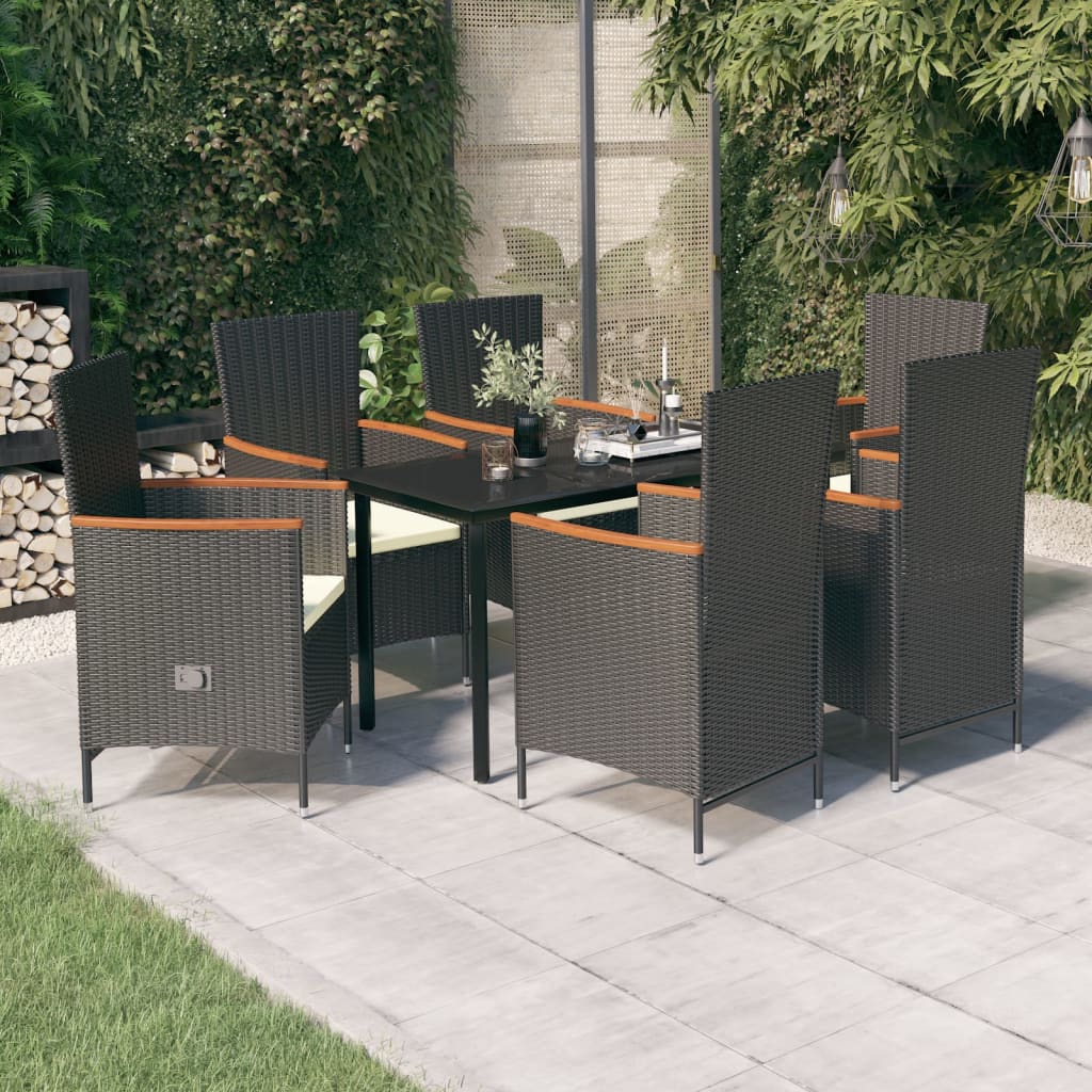 7-delige Tuinset met kussens zwart is nu te koop bij PeponiXL, paradijselijk wonen!