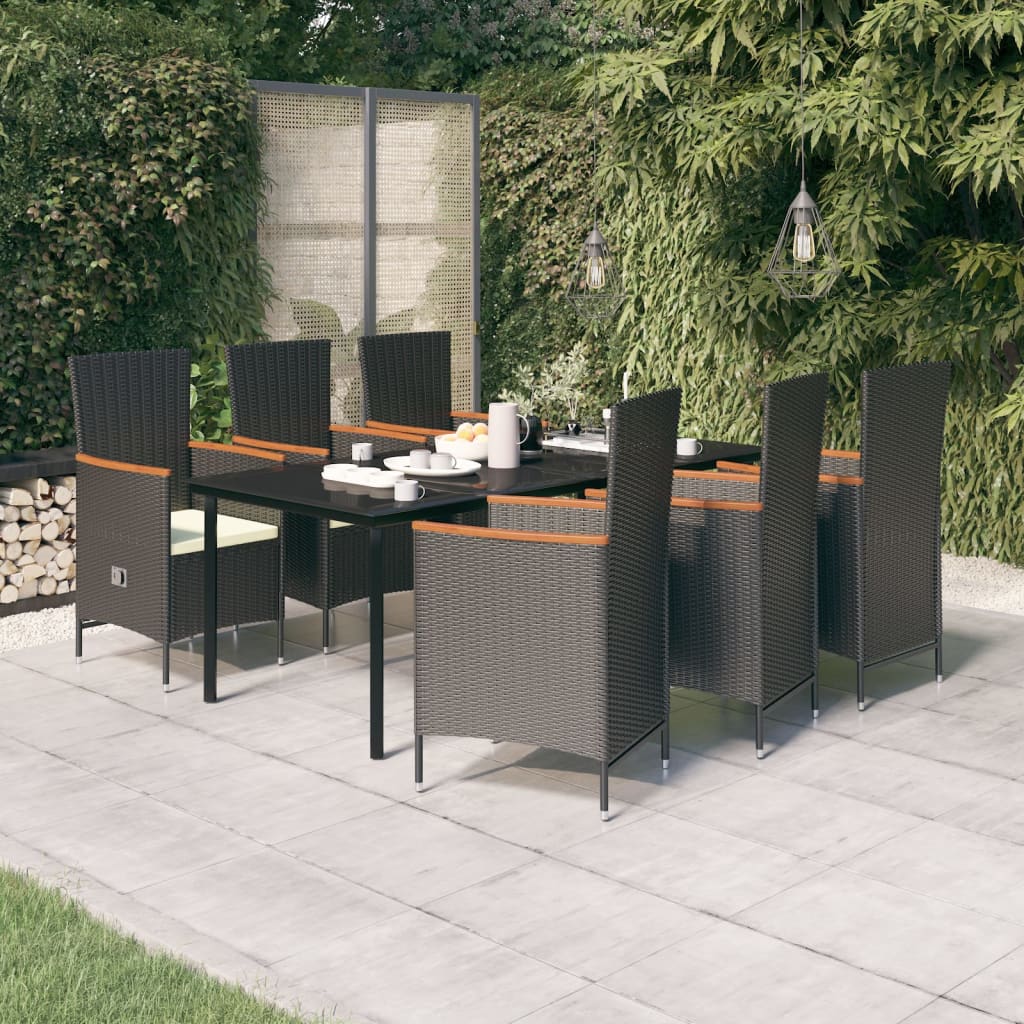 7-delige Tuinset met kussens zwart is nu te koop bij PeponiXL, paradijselijk wonen!
