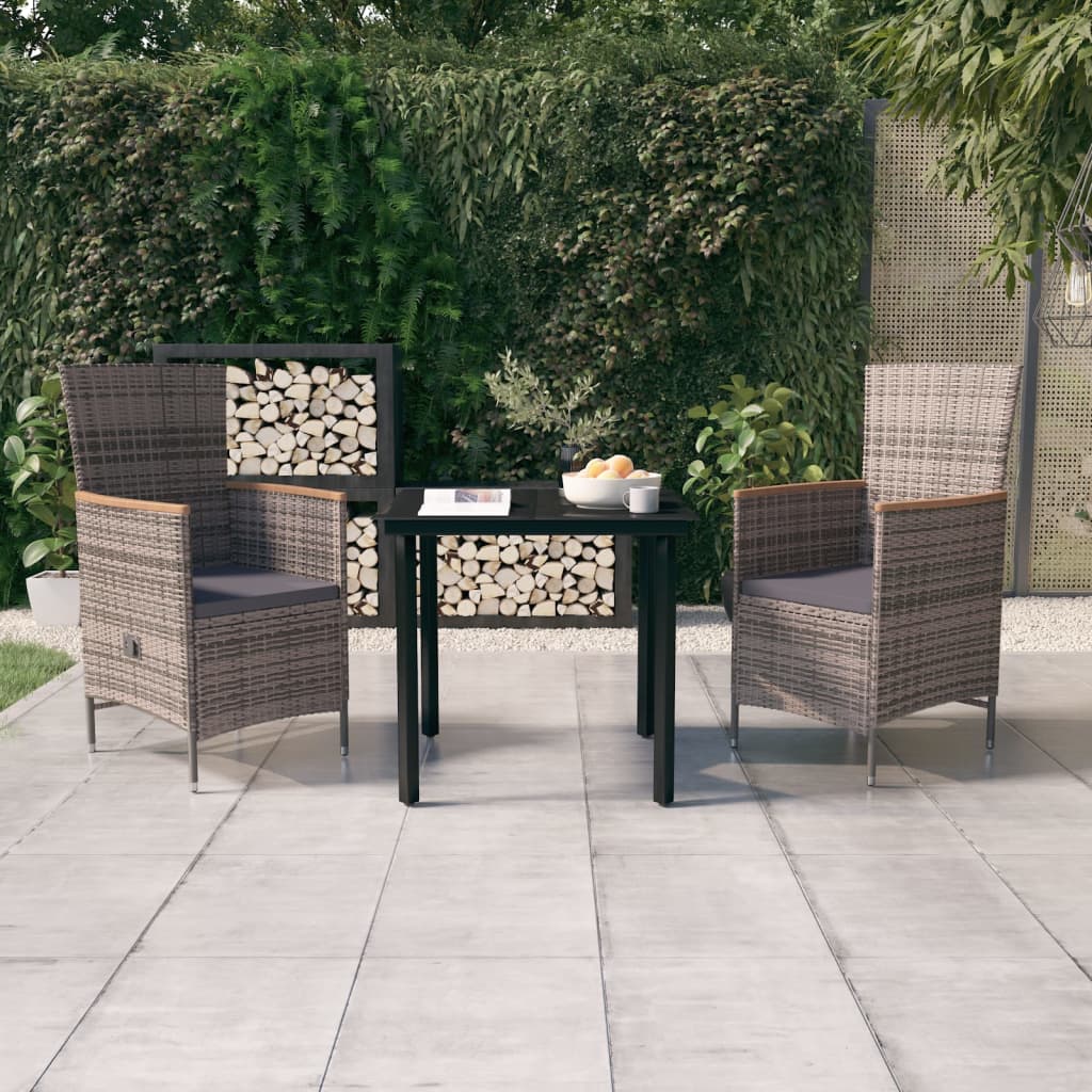 3-delige Tuinset met kussens grijs is nu te koop bij PeponiXL, paradijselijk wonen!