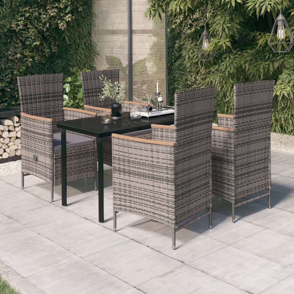 5-delige Tuinset met kussens grijs is nu te koop bij PeponiXL, paradijselijk wonen!