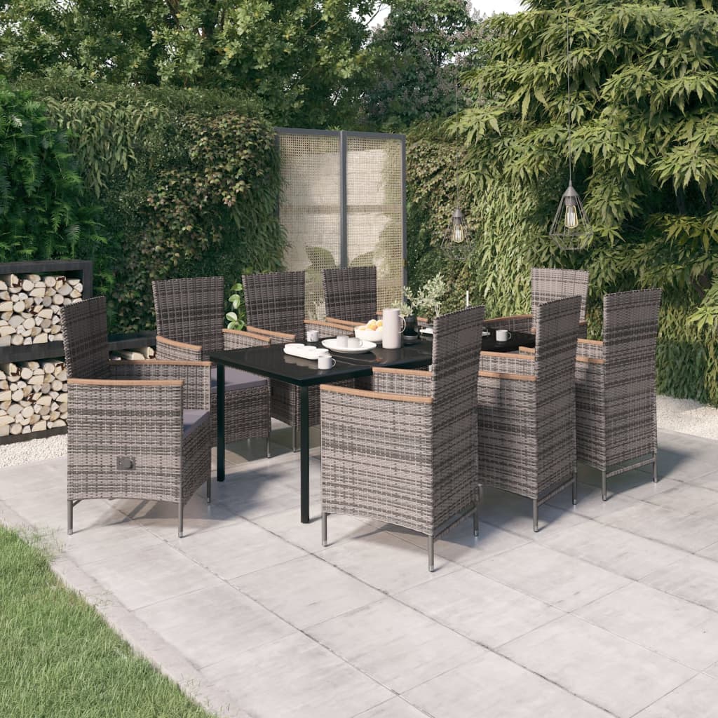 9-delige Tuinset met kussens grijs is nu te koop bij PeponiXL, paradijselijk wonen!