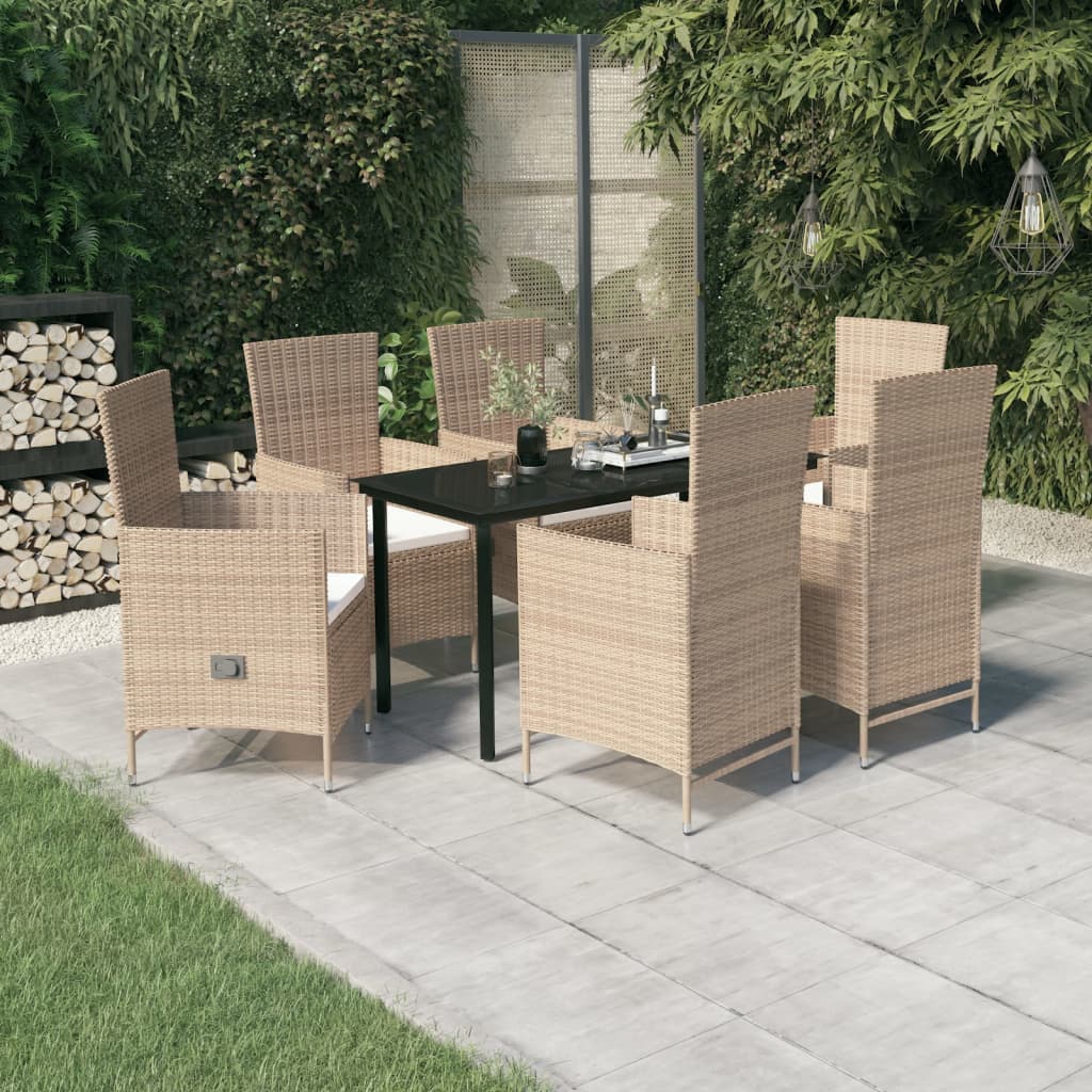 7-delige Tuinset met kussens beige is nu te koop bij PeponiXL, paradijselijk wonen!