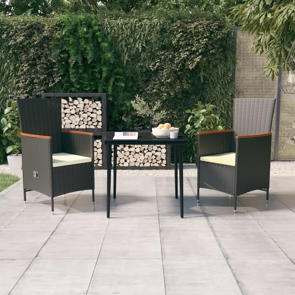 3-delige Tuinset met kussens zwart is nu te koop bij PeponiXL, paradijselijk wonen!