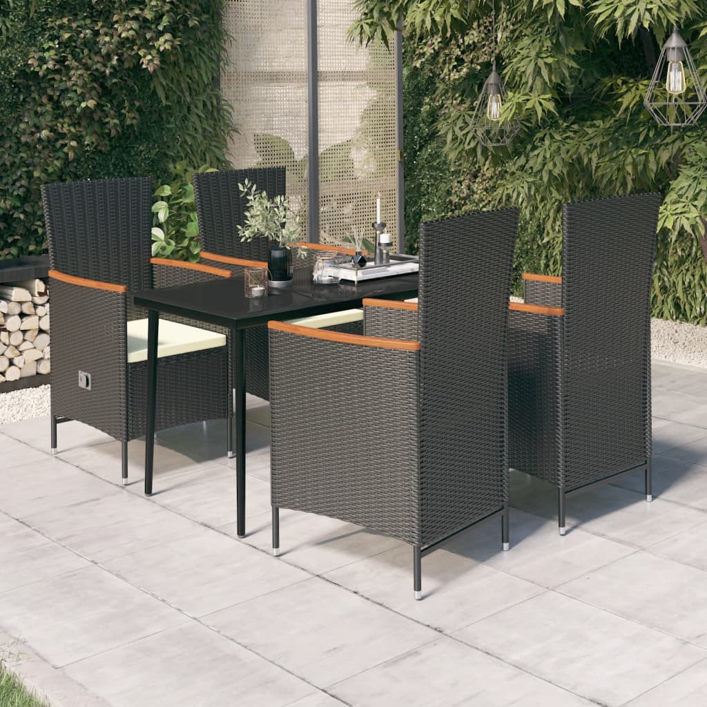 5-delige Tuinset met kussens zwart is nu te koop bij PeponiXL, paradijselijk wonen!
