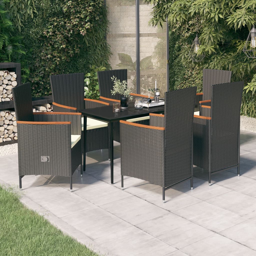 7-delige Tuinset met kussens zwart is nu te koop bij PeponiXL, paradijselijk wonen!