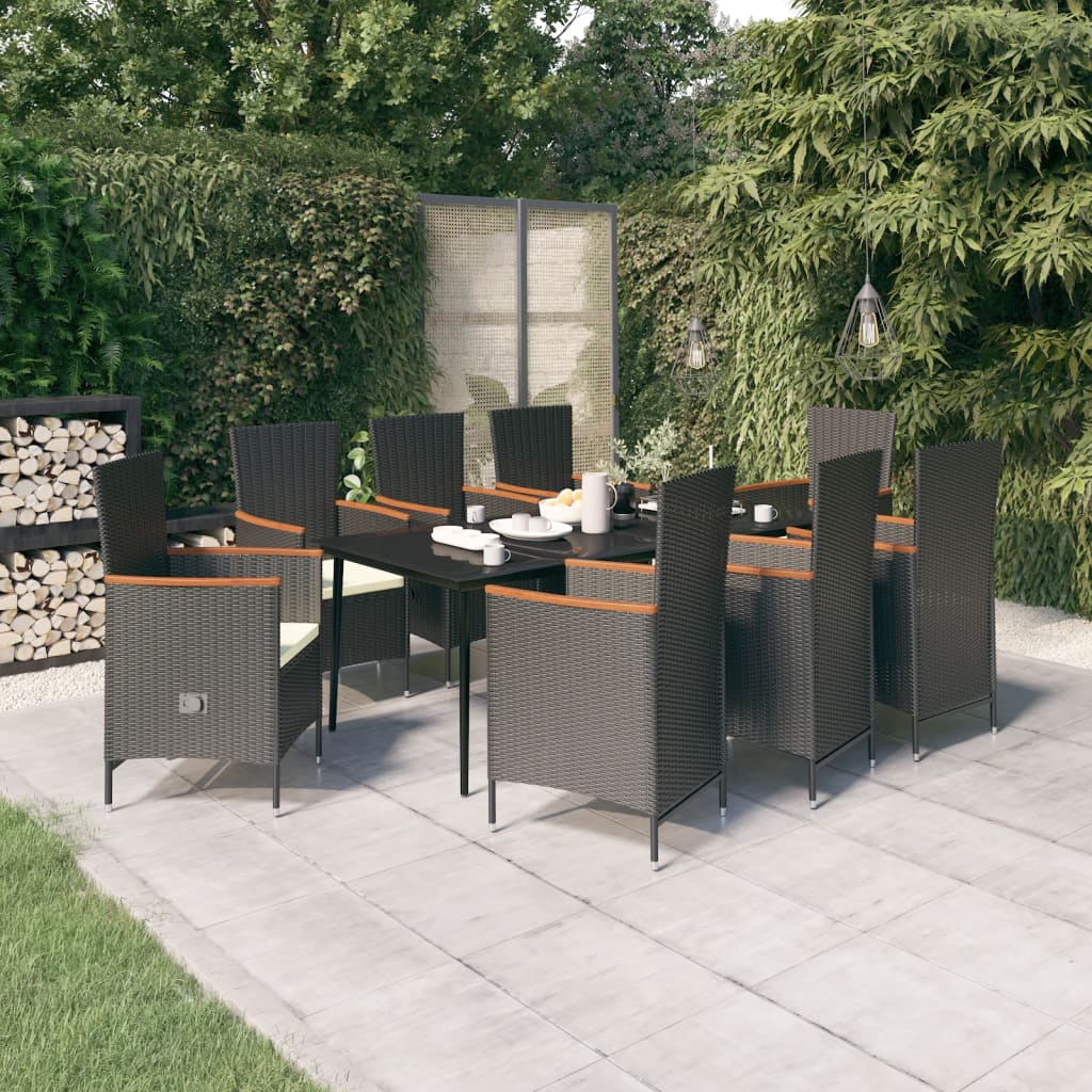 9-delige Tuinset met kussens zwart is nu te koop bij PeponiXL, paradijselijk wonen!
