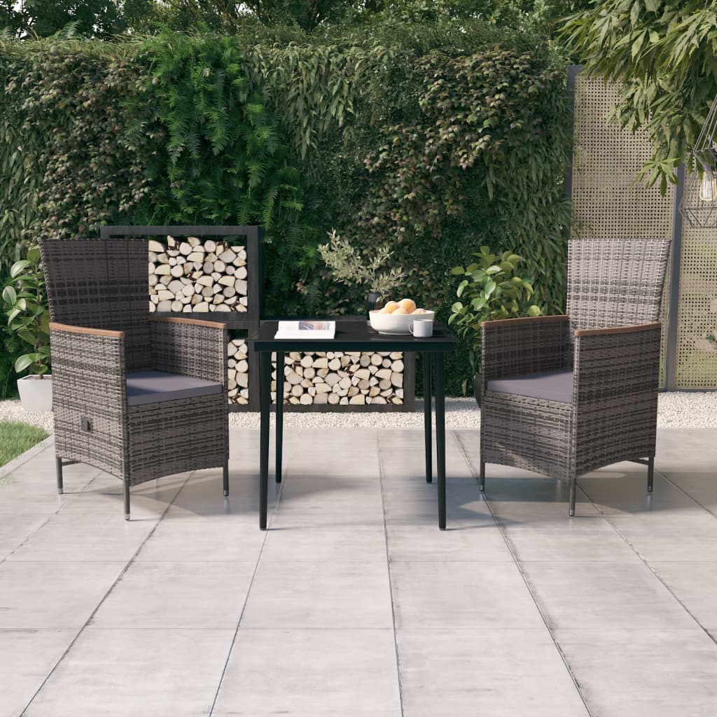 3-delige Tuinset met kussens grijs is nu te koop bij PeponiXL, paradijselijk wonen!