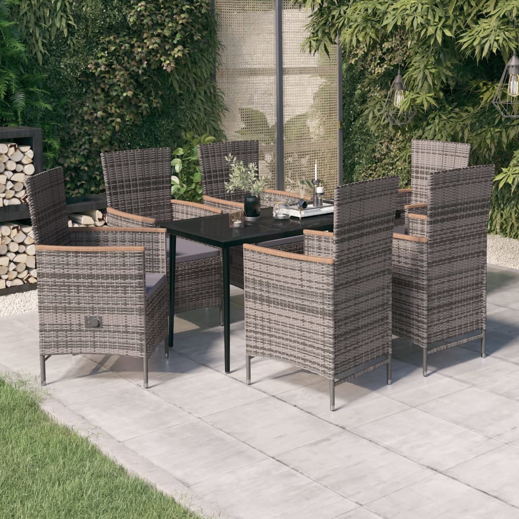 7-delige Tuinset met kussens grijs is nu te koop bij PeponiXL, paradijselijk wonen!
