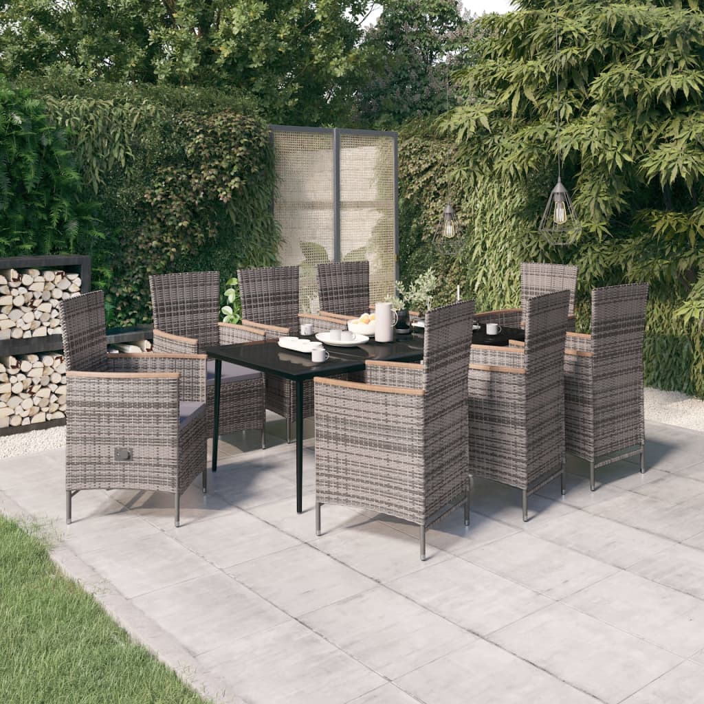 9-delige Tuinset met kussens grijs is nu te koop bij PeponiXL, paradijselijk wonen!
