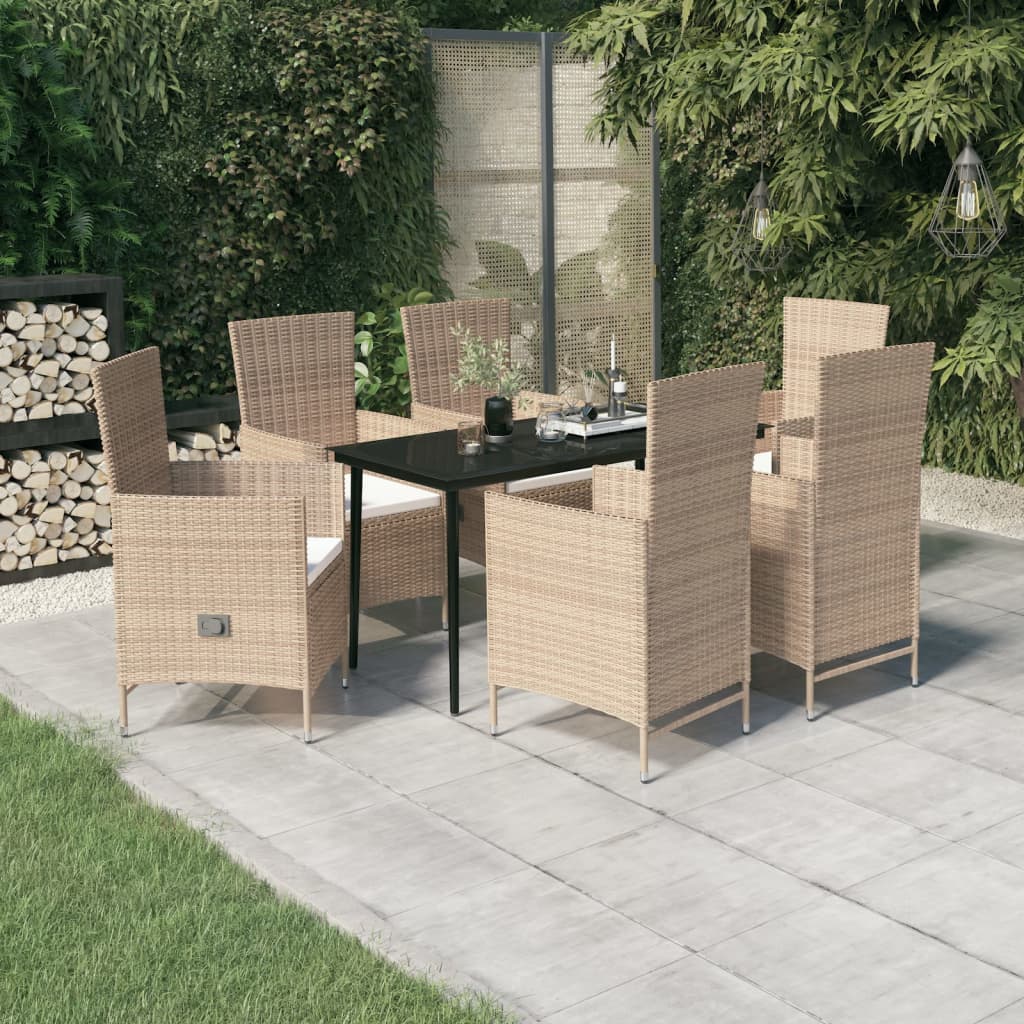 7-delige Tuinset met kussens beige is nu te koop bij PeponiXL, paradijselijk wonen!