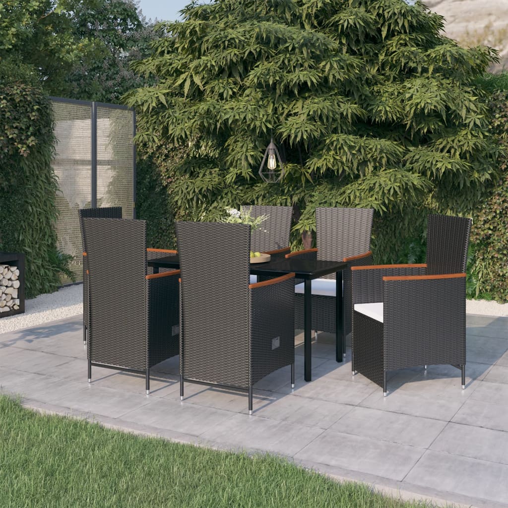 7-delige Tuinset met kussens zwart is nu te koop bij PeponiXL, paradijselijk wonen!