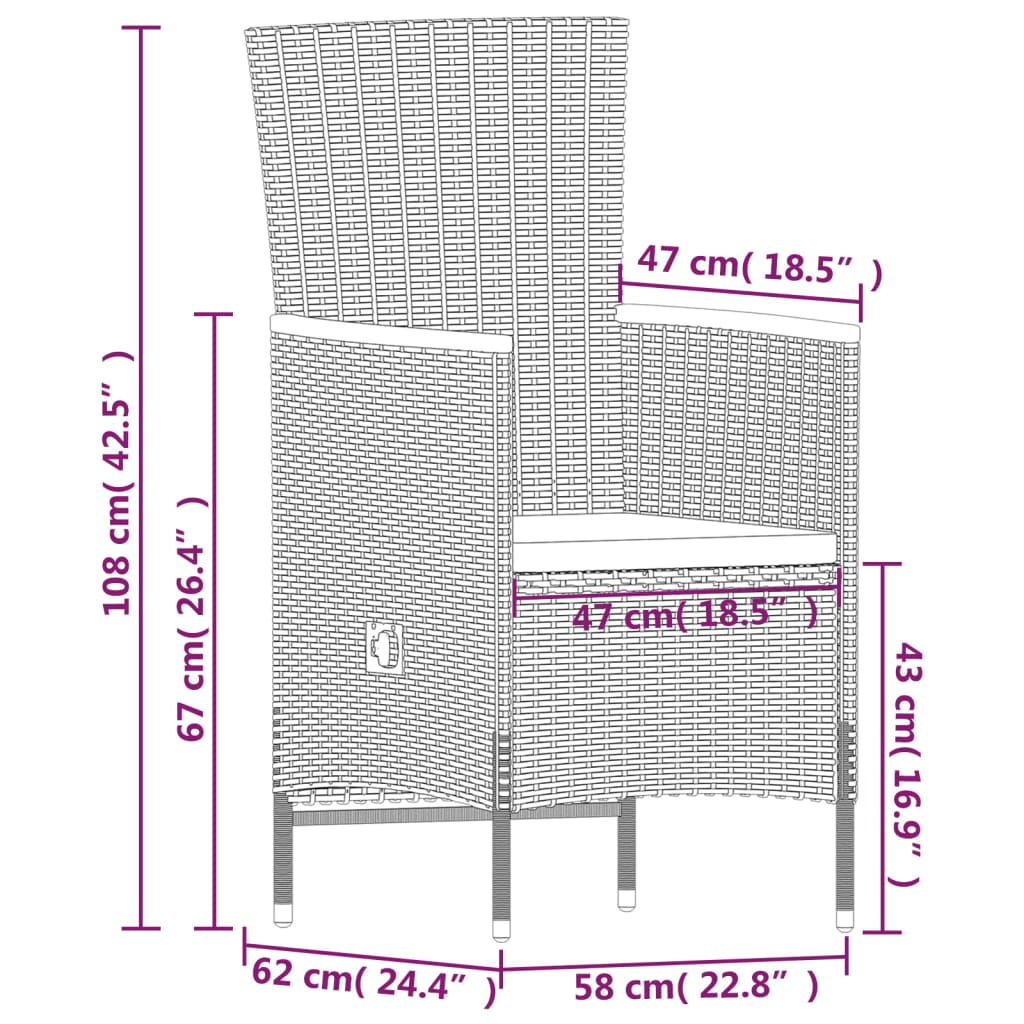 9-delige Tuinset met kussens zwart is nu te koop bij PeponiXL, paradijselijk wonen!