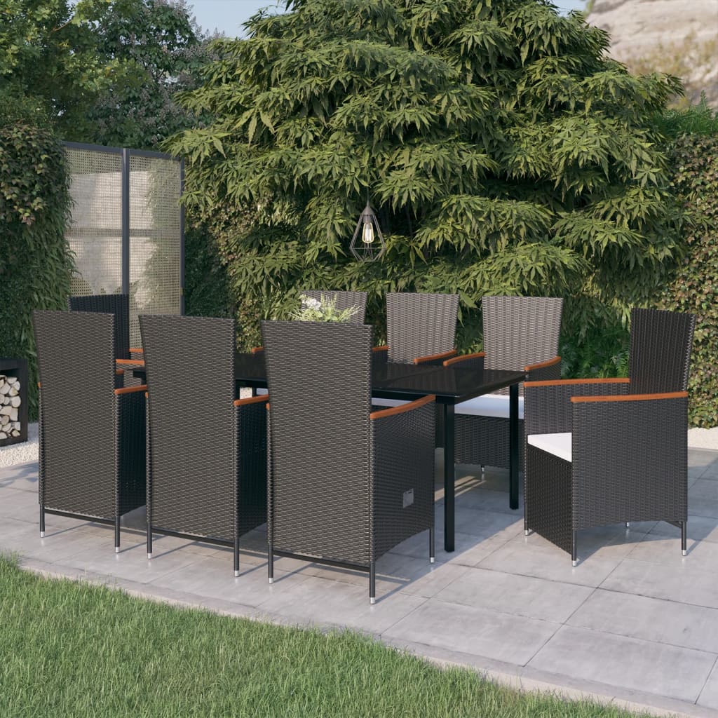 9-delige Tuinset met kussens zwart is nu te koop bij PeponiXL, paradijselijk wonen!