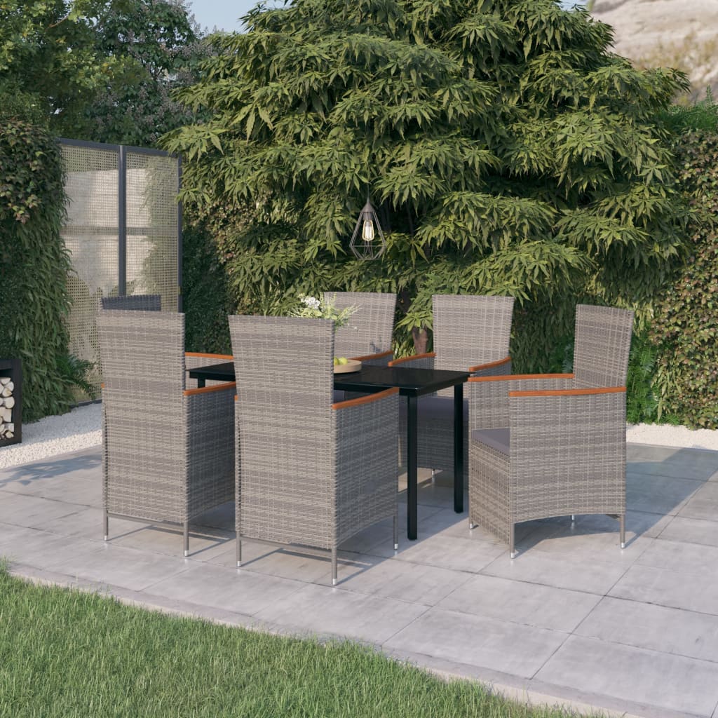 7-delige Tuinset met kussens grijs is nu te koop bij PeponiXL, paradijselijk wonen!