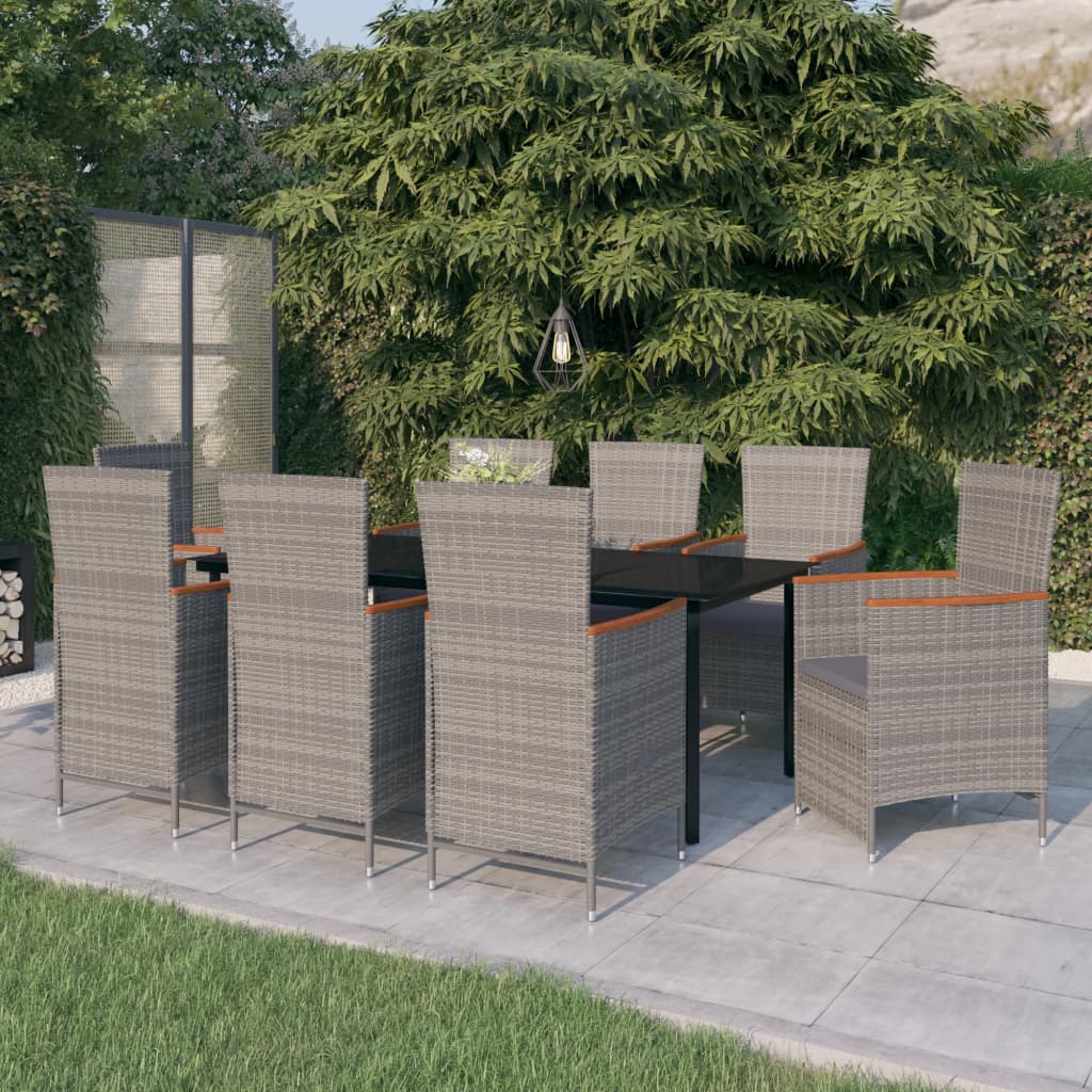 9-delige Tuinset met kussens grijs is nu te koop bij PeponiXL, paradijselijk wonen!