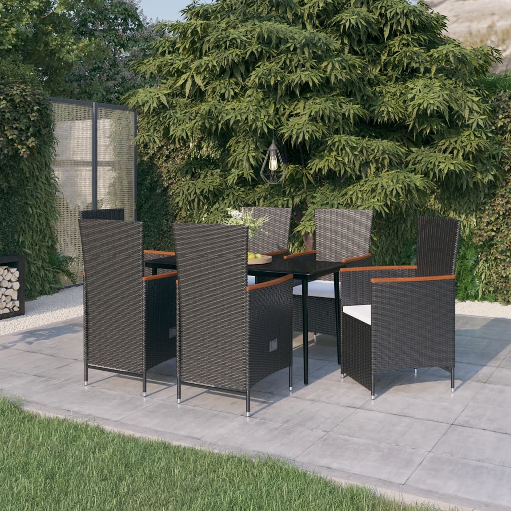 7-delige Tuinset met kussens zwart is nu te koop bij PeponiXL, paradijselijk wonen!