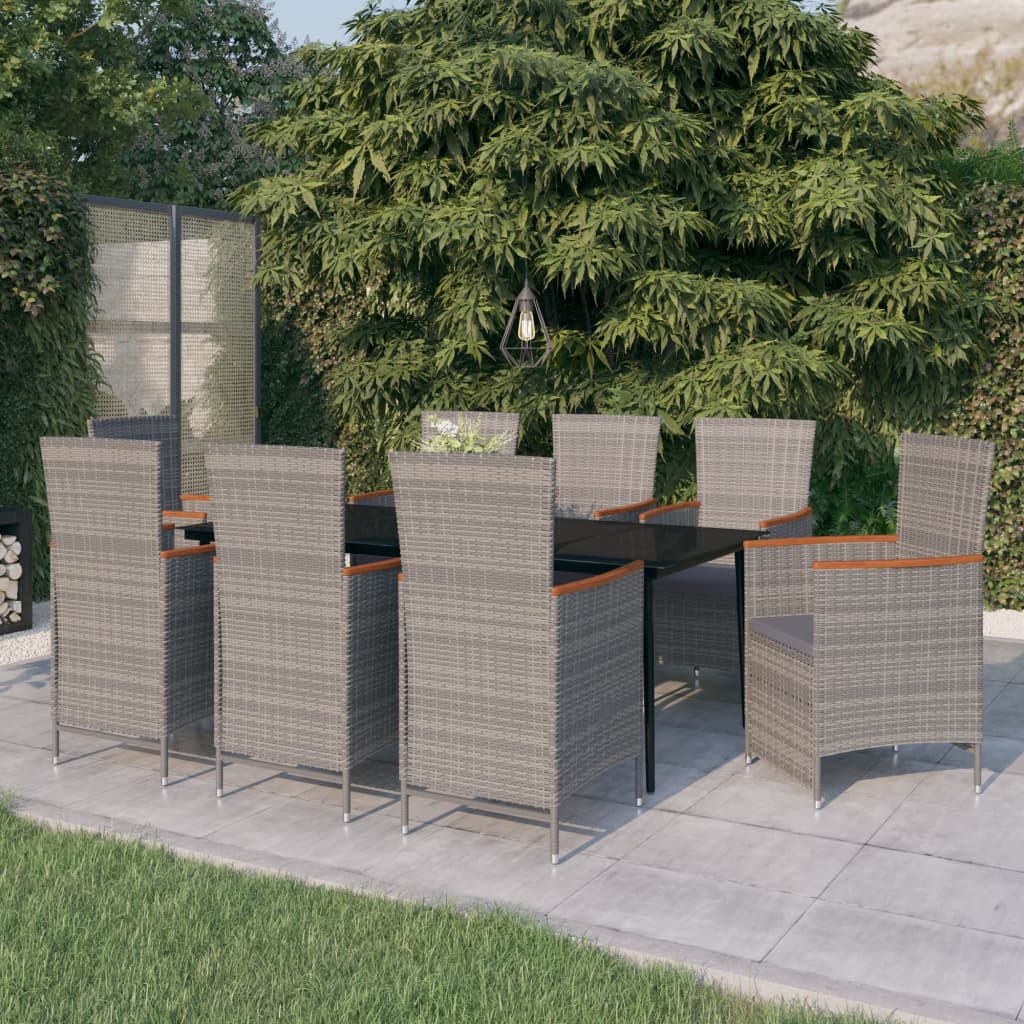 9-delige Tuinset met kussens grijs is nu te koop bij PeponiXL, paradijselijk wonen!