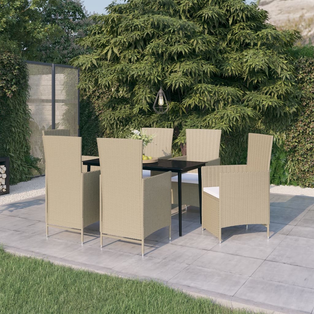 7-delige Tuinset met kussens beige is nu te koop bij PeponiXL, paradijselijk wonen!