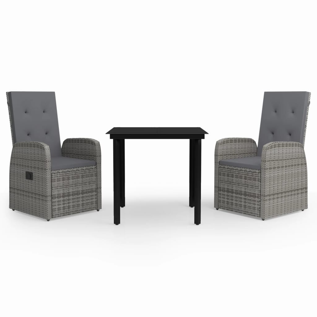 3-delige Tuinset met kussens grijs is nu te koop bij PeponiXL, paradijselijk wonen!