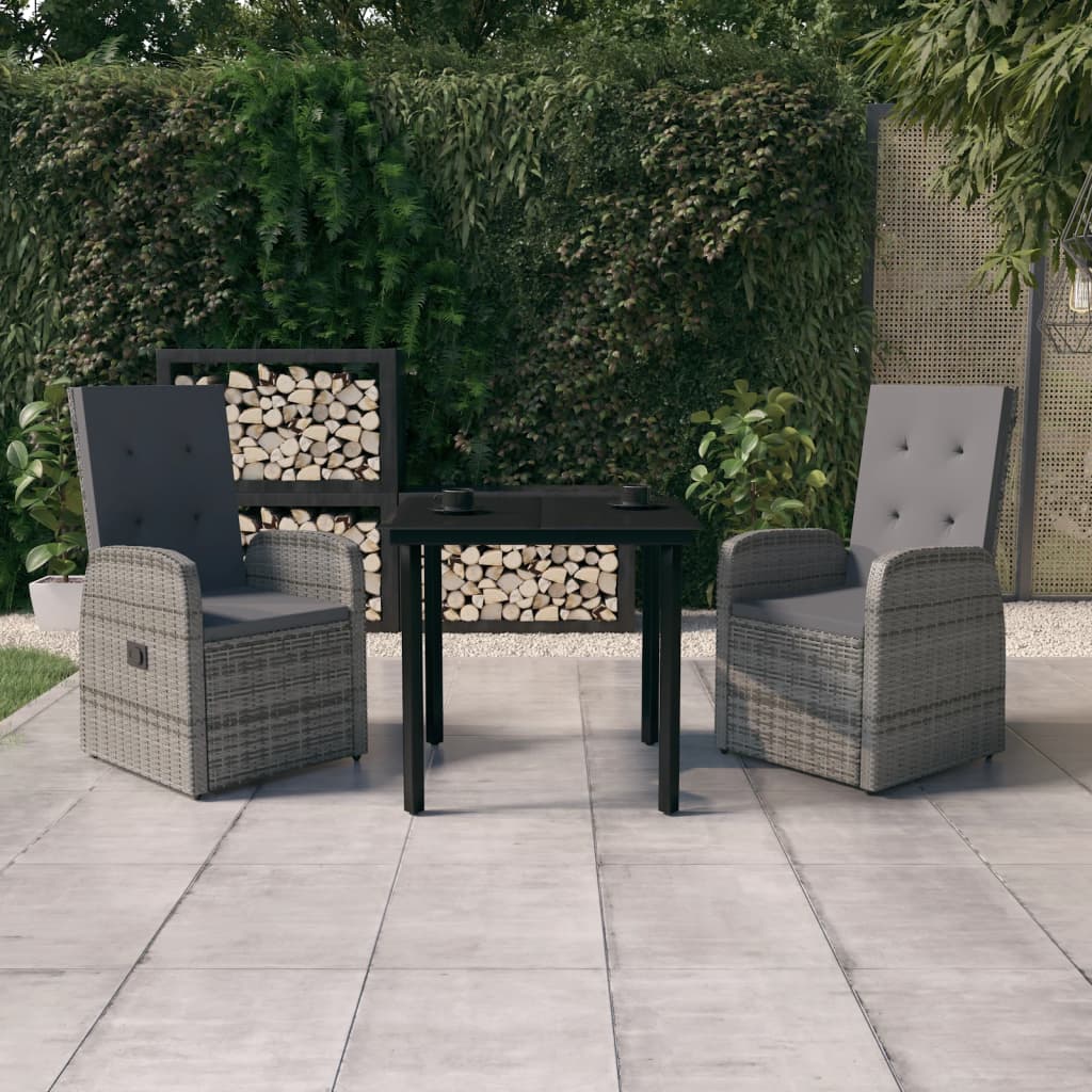 3-delige Tuinset met kussens grijs is nu te koop bij PeponiXL, paradijselijk wonen!