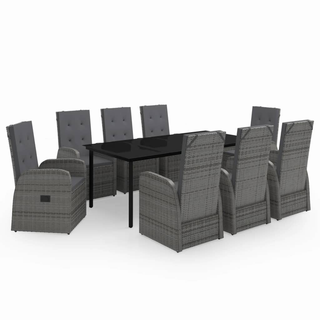 9-delige Tuinset met kussens grijs is nu te koop bij PeponiXL, paradijselijk wonen!