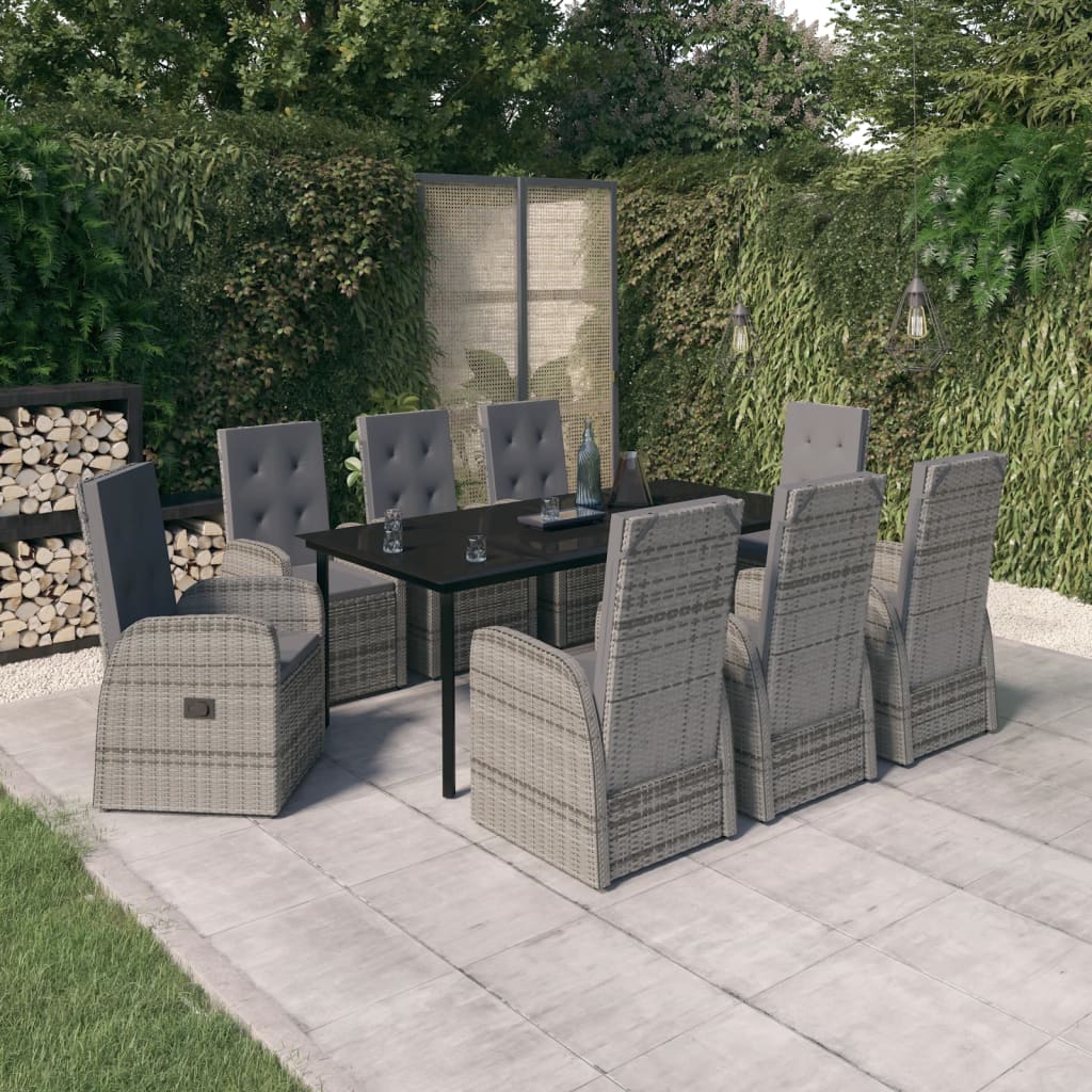 9-delige Tuinset met kussens grijs is nu te koop bij PeponiXL, paradijselijk wonen!
