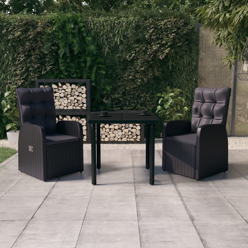 3-delige Tuinset met kussens zwart is nu te koop bij PeponiXL, paradijselijk wonen!