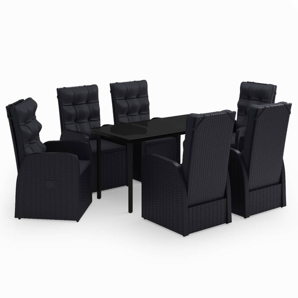 7-delige Tuinset met kussens zwart is nu te koop bij PeponiXL, paradijselijk wonen!