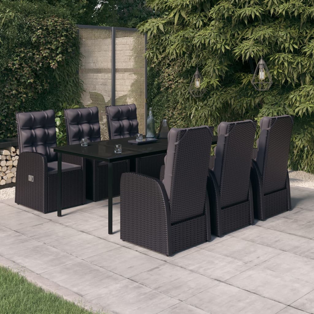 7-delige Tuinset met kussens zwart is nu te koop bij PeponiXL, paradijselijk wonen!