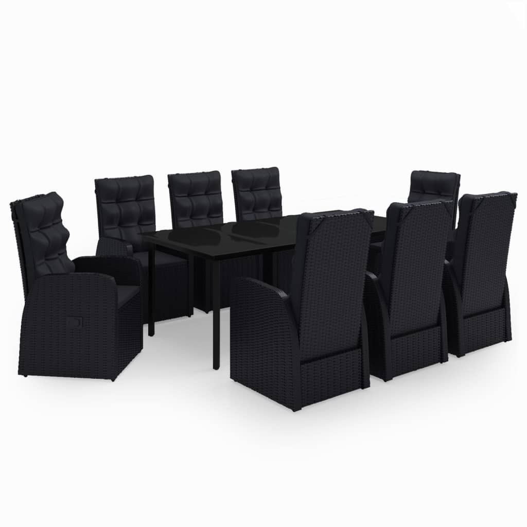 9-delige Tuinset met kussens zwart is nu te koop bij PeponiXL, paradijselijk wonen!