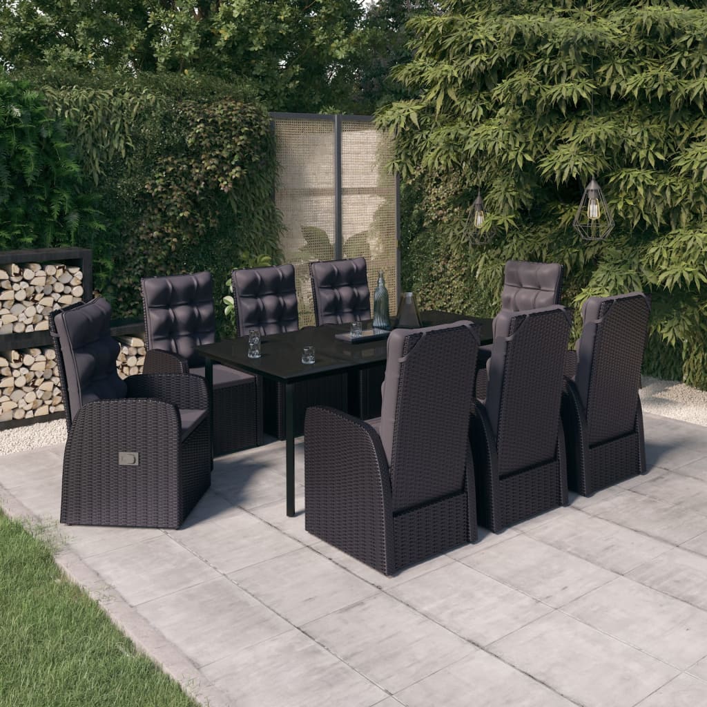 9-delige Tuinset met kussens zwart is nu te koop bij PeponiXL, paradijselijk wonen!