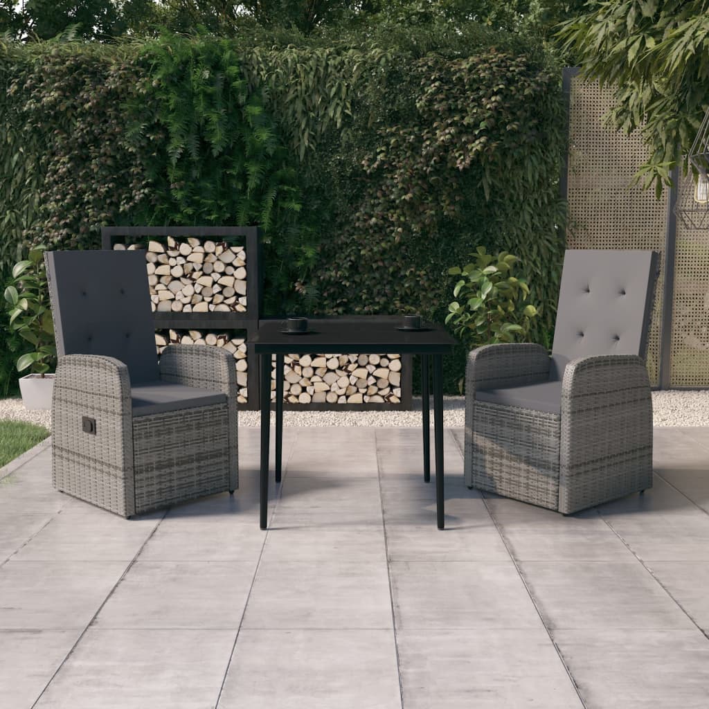 3-delige Tuinset met kussens grijs is nu te koop bij PeponiXL, paradijselijk wonen!