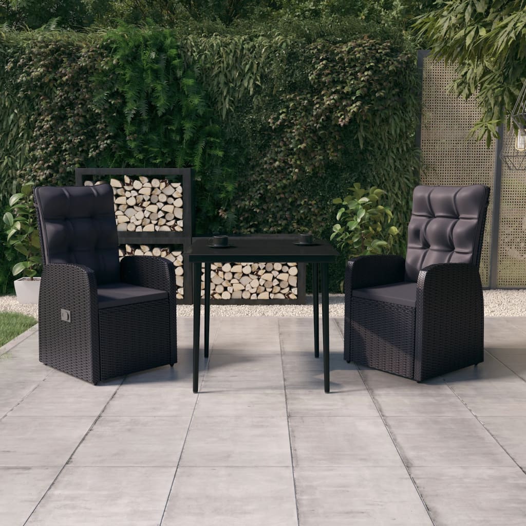 3-delige Tuinset met kussens zwart is nu te koop bij PeponiXL, paradijselijk wonen!