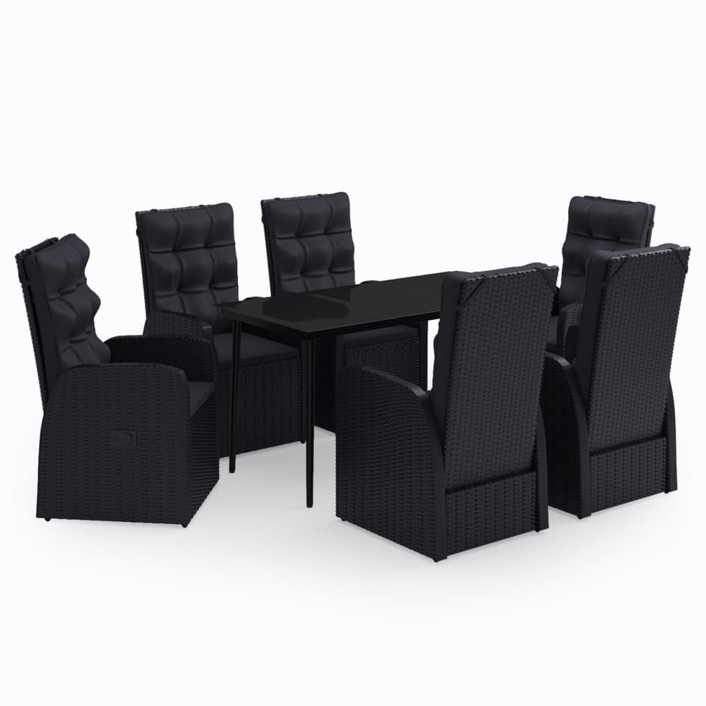 7-delige Tuinset met kussens zwart is nu te koop bij PeponiXL, paradijselijk wonen!