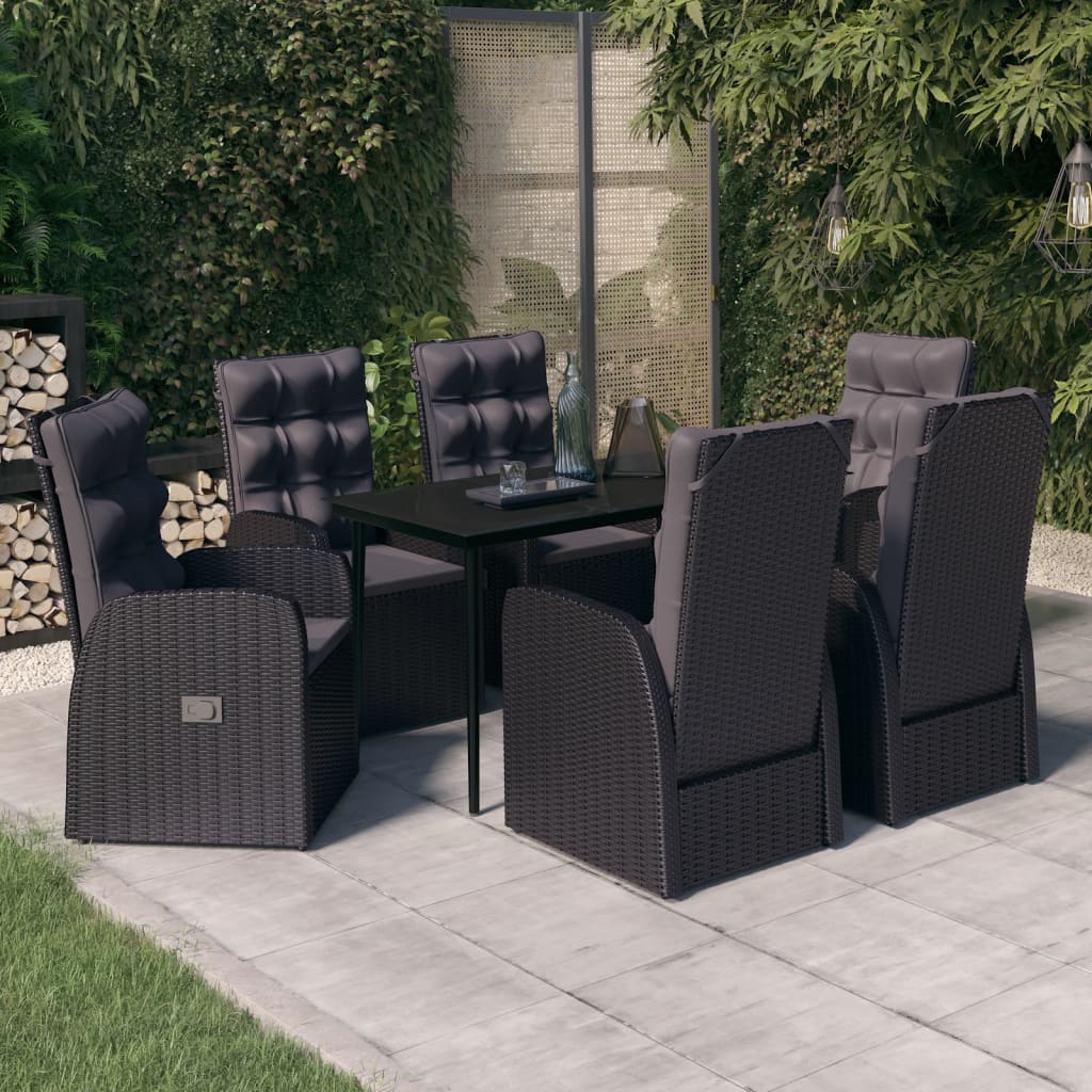 7-delige Tuinset met kussens zwart is nu te koop bij PeponiXL, paradijselijk wonen!