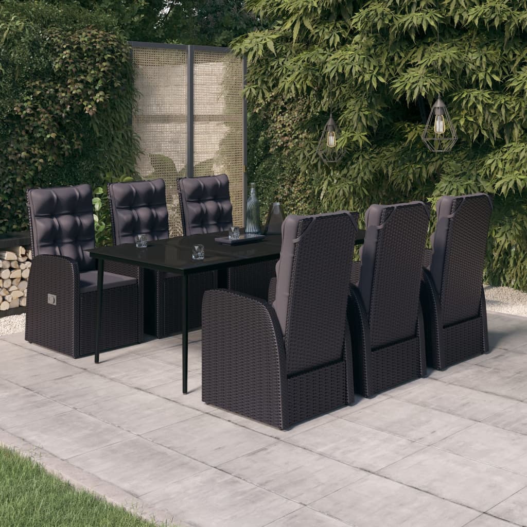 7-delige Tuinset met kussens zwart is nu te koop bij PeponiXL, paradijselijk wonen!