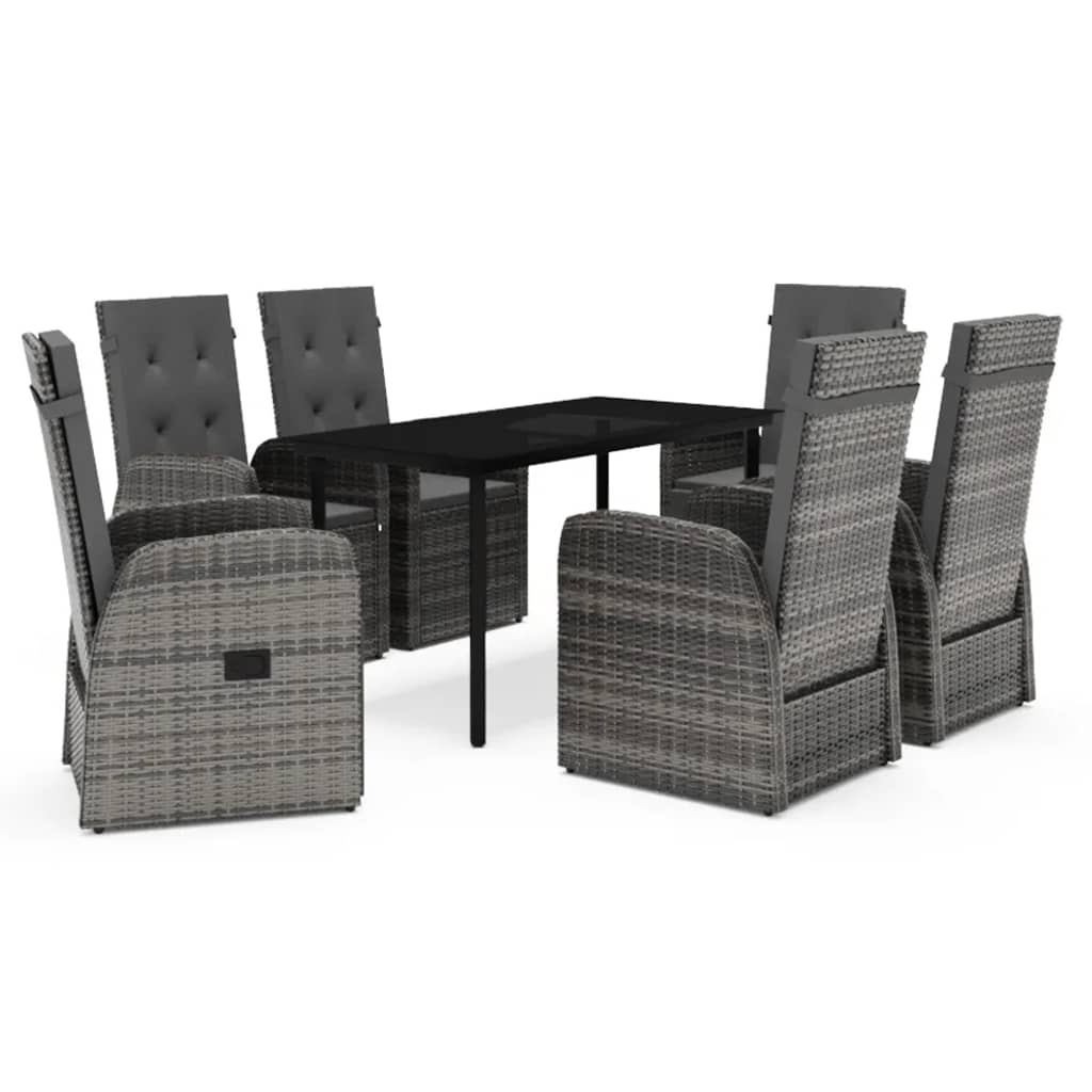 7-delige Tuinset met kussens grijs is nu te koop bij PeponiXL, paradijselijk wonen!