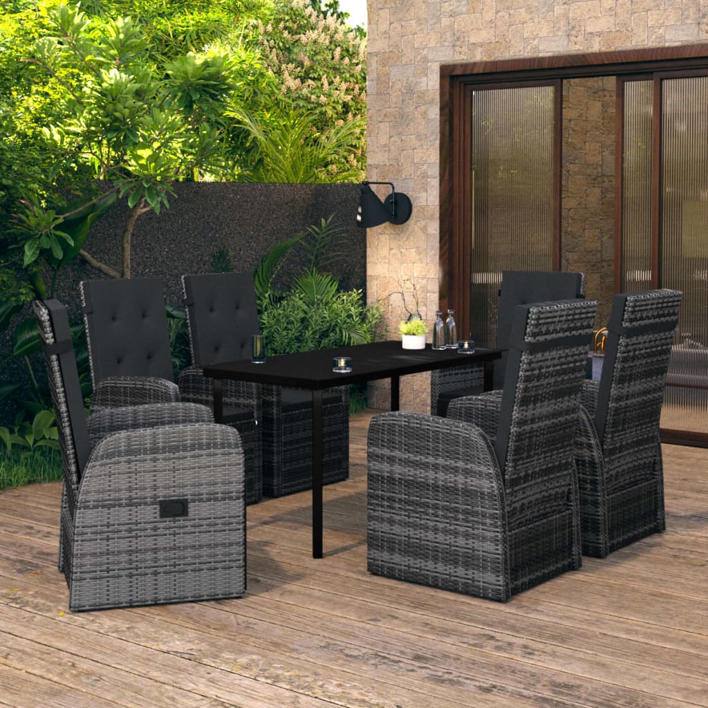 7-delige Tuinset met kussens grijs is nu te koop bij PeponiXL, paradijselijk wonen!