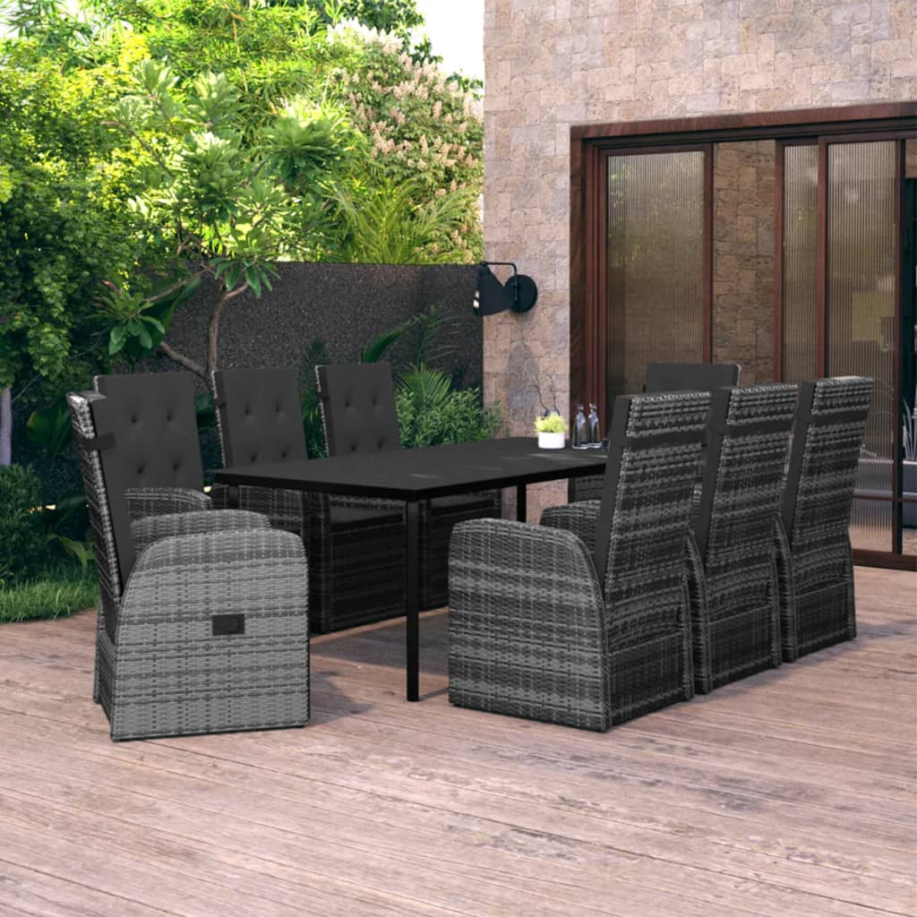 9-delige Tuinset met kussens grijs is nu te koop bij PeponiXL, paradijselijk wonen!