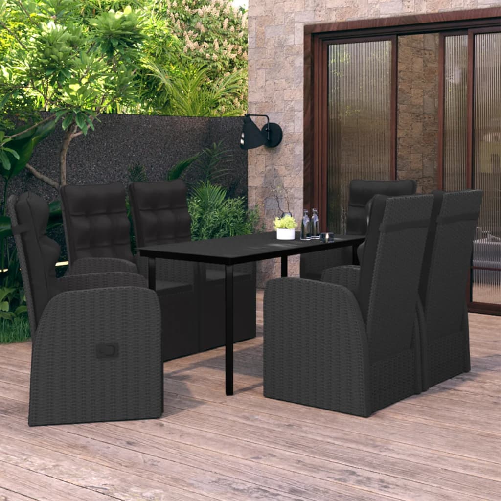 7-delige Tuinset met kussens zwart is nu te koop bij PeponiXL, paradijselijk wonen!