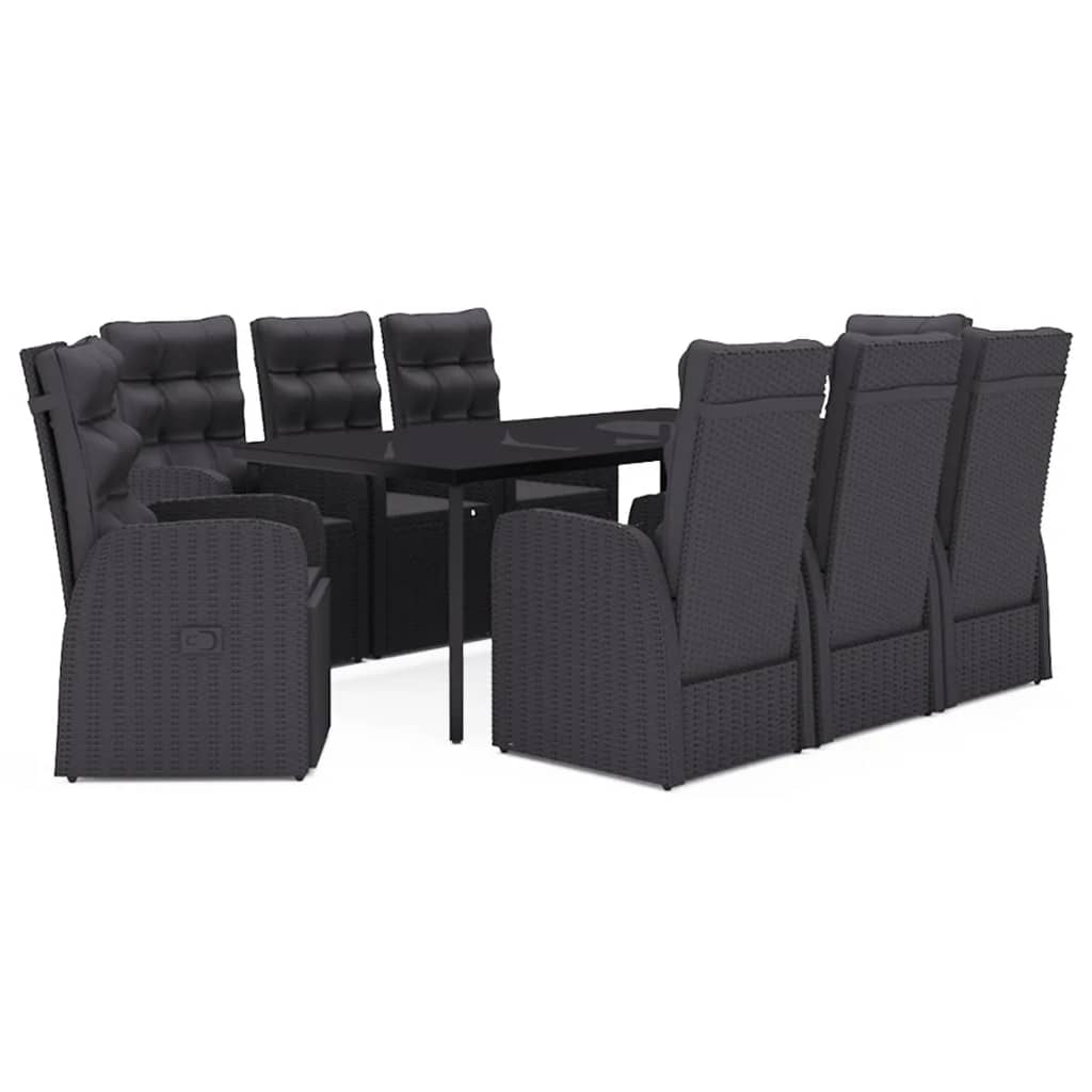 9-delige Tuinset met kussens zwart is nu te koop bij PeponiXL, paradijselijk wonen!