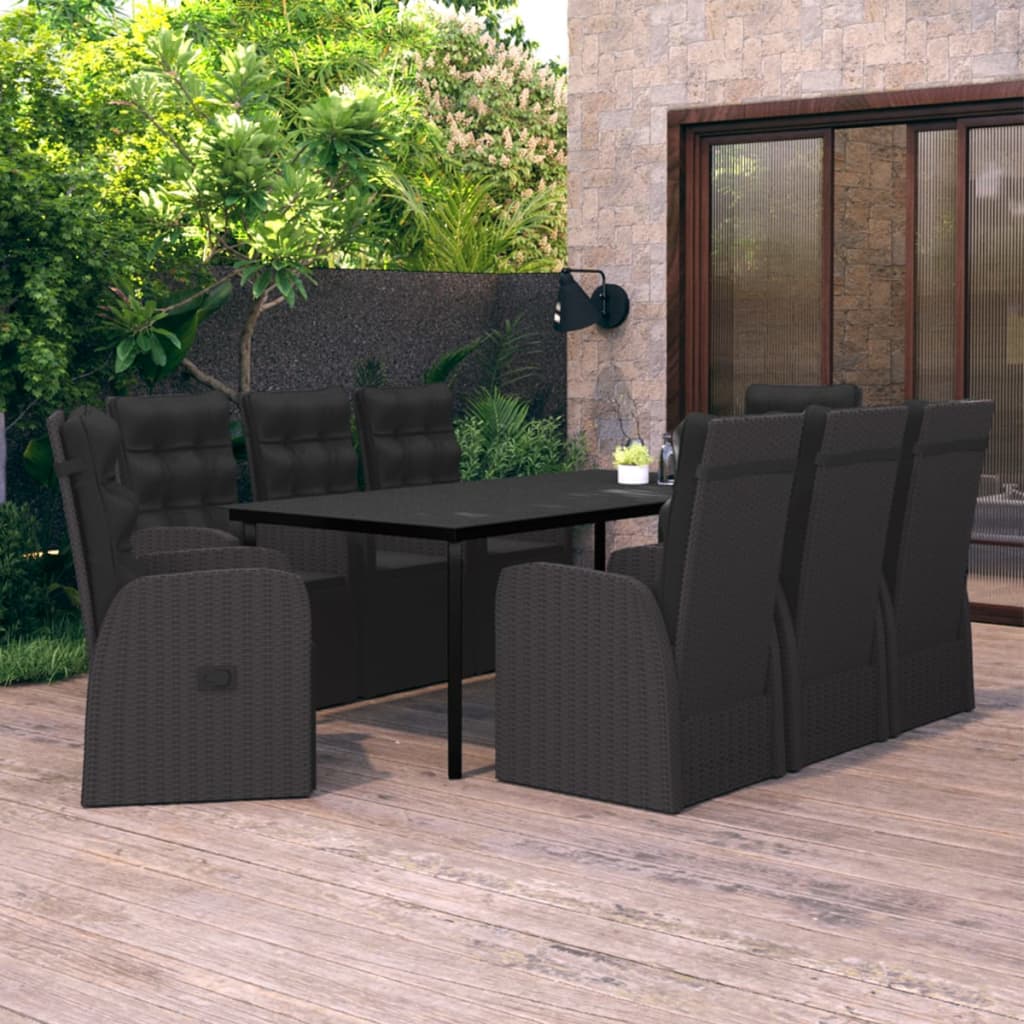 9-delige Tuinset met kussens zwart is nu te koop bij PeponiXL, paradijselijk wonen!