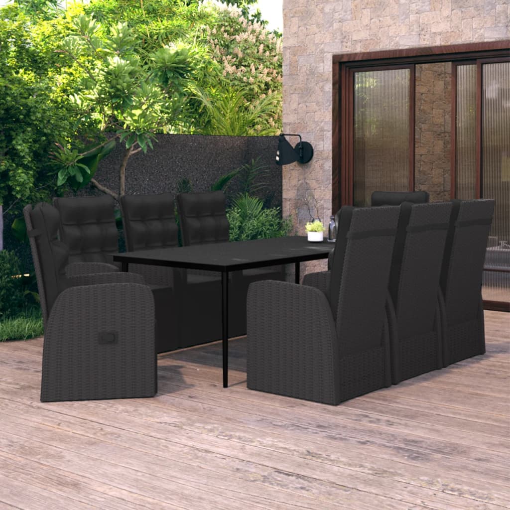 9-delige Tuinset met kussens zwart is nu te koop bij PeponiXL, paradijselijk wonen!