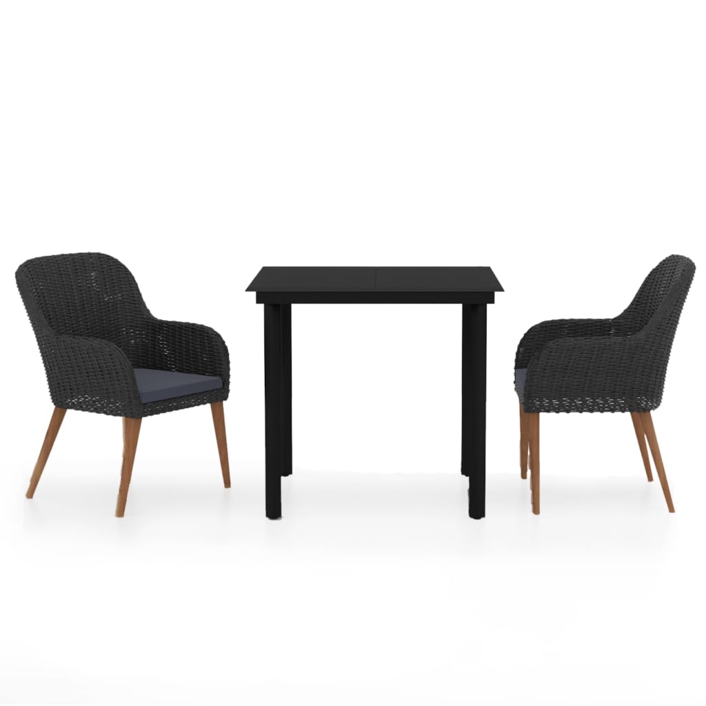 3-delige Tuinset met kussens zwart is nu te koop bij PeponiXL, paradijselijk wonen!
