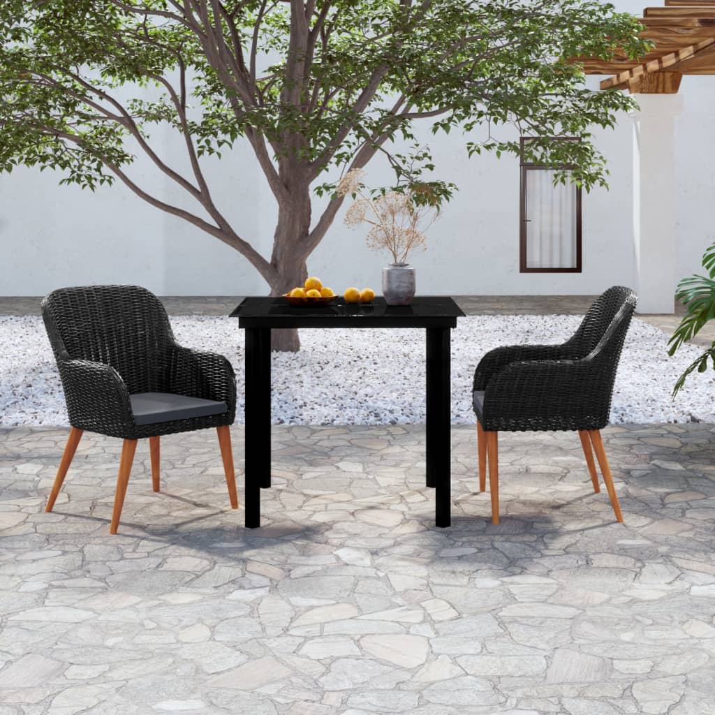 3-delige Tuinset met kussens zwart is nu te koop bij PeponiXL, paradijselijk wonen!