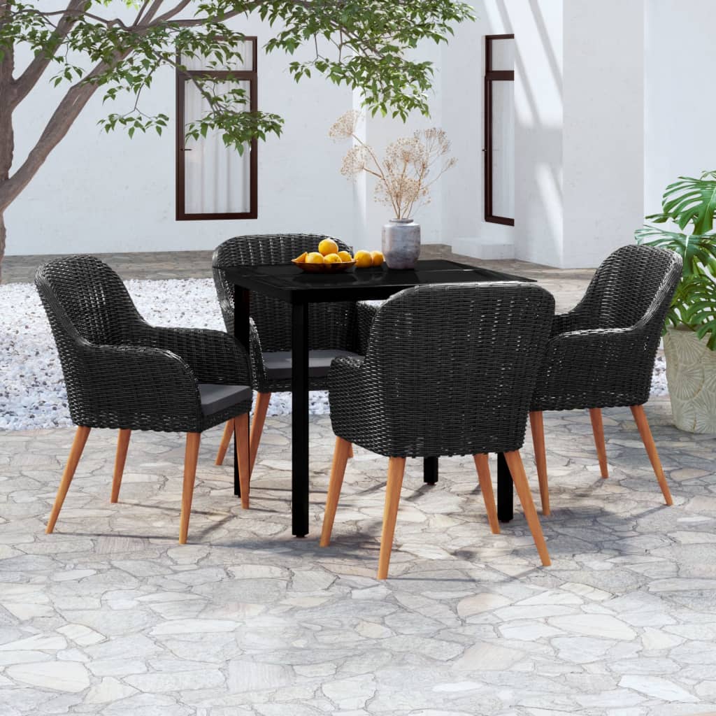 5-delige Tuinset met kussens zwart is nu te koop bij PeponiXL, paradijselijk wonen!