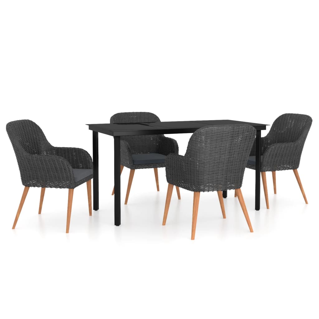 5-delige Tuinset met kussens zwart is nu te koop bij PeponiXL, paradijselijk wonen!