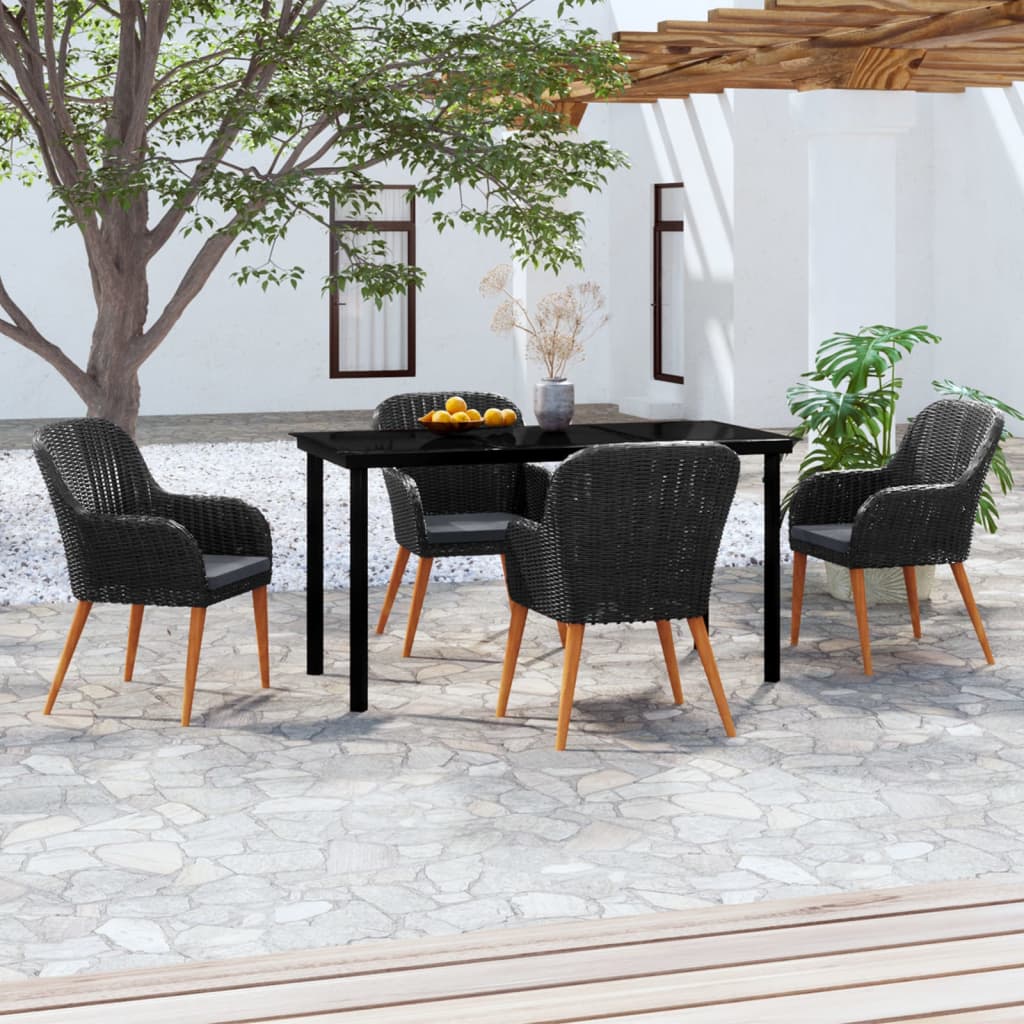 5-delige Tuinset met kussens zwart is nu te koop bij PeponiXL, paradijselijk wonen!